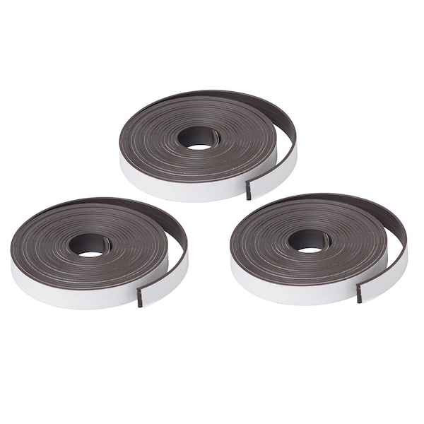 Dowling Magnets Magnet Strip with Adhesive, 1" x10ft, PK3 - 735005