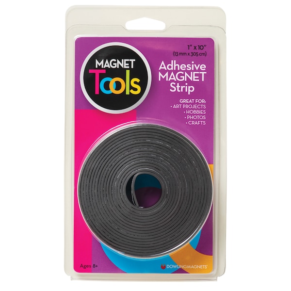 Dowling Magnets Magnet Strip with Adhesive, 1" x10ft, PK3 - 735005