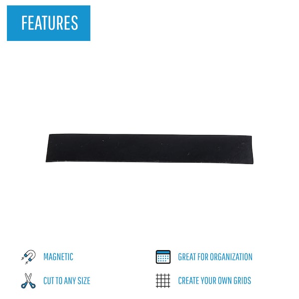 Mastervision 16'x3/8" Magnetic Tape Roll, Dividing Tape for Planning & Calendar Whiteboards, Customizable Size - FM0105