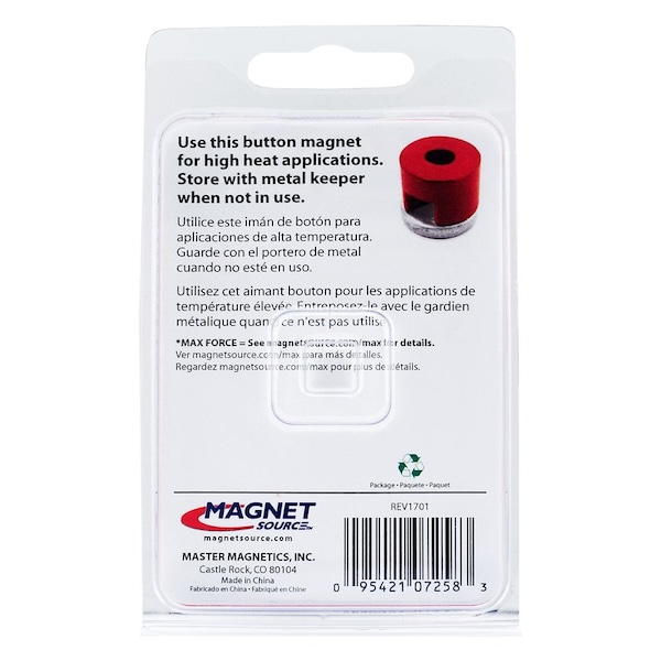 Master Magnetics Magnet Source .375 Dia. in. L X .5 in. W Red Work Holding Magnet 1.5 lb. pull 1 pc - 07258