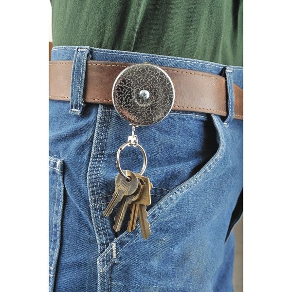 Zoro Select Key Reel, Chrome, Stainless Steel Chain, Chrome Texture - 0005-011
