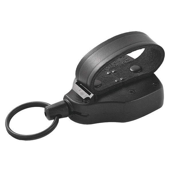 Key-Bak Key Reel, Split Ring Type, 1 1/4 in Ring Size, Black - S48-SDLEK