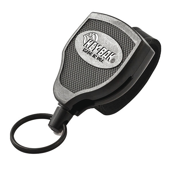 Key-Bak Key Reel, Split Ring Type, 1 1/4 in Ring Size, Black - S48-SDLEK