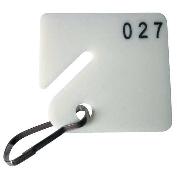 Zoro Select Key Tag, White, Square-Slotted, Nickel Plated 40 PK - 33J890