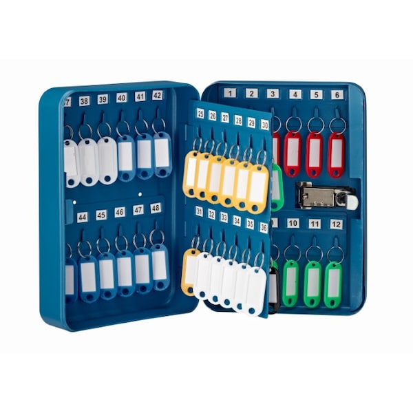 Adiroffice 48-Key Steel Secure Key Cabinet with Combination Lock, Blue, PK2 - ADI682-48-BLU-2PK