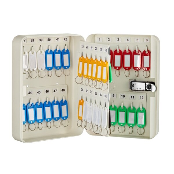 Adiroffice 48-Key Steel Secure Key Cabinet with Combination Lock, White, PK2 - ADI682-48-WHI-2PK
