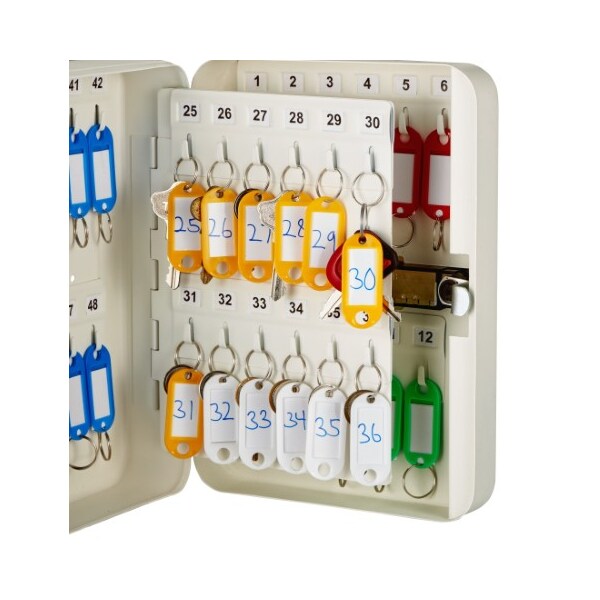 Adiroffice 48-Key Steel Secure Key Cabinet with Combination Lock, White, PK2 - ADI682-48-WHI-2PK
