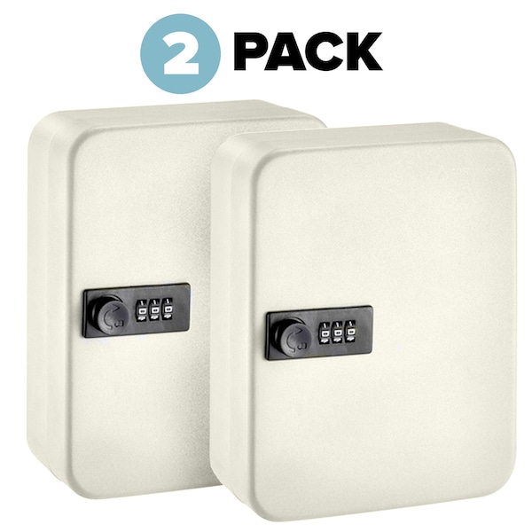 Adiroffice 48-Key Steel Secure Key Cabinet with Combination Lock, White, PK2 - ADI682-48-WHI-2PK