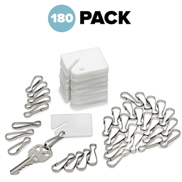 Adiroffice White Plastic Key Tags, PK180 - ADI689-30-6PK