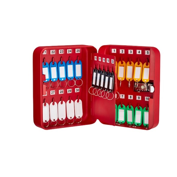 Adiroffice 30-Key Steel Secure Key Cabinet with Combination Lock, Red, PK2 - ADI682-30-RED-2PK