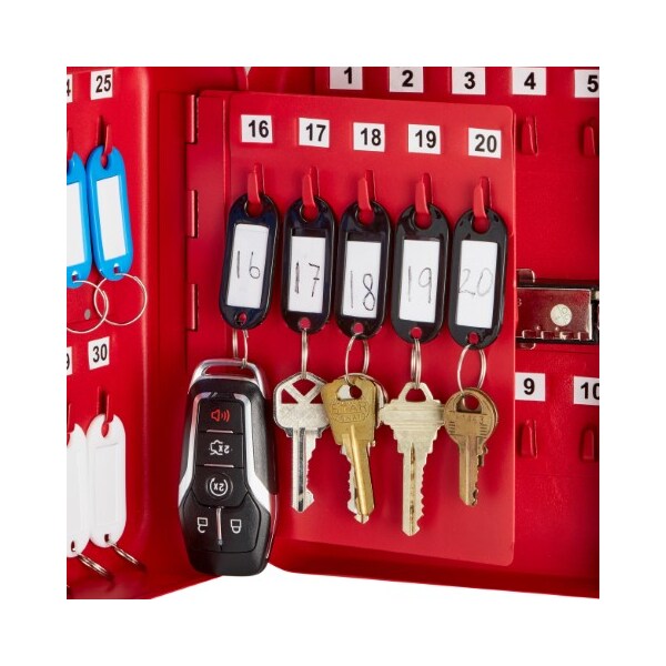 Adiroffice 30-Key Steel Secure Key Cabinet with Combination Lock, Red, PK2 - ADI682-30-RED-2PK
