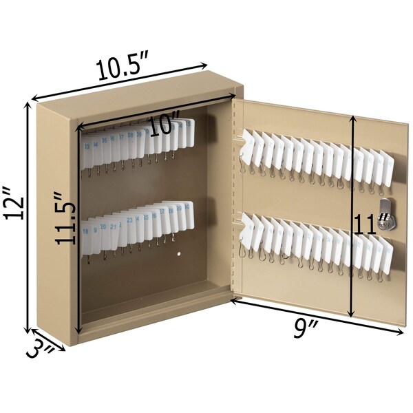 Basicwise 60-Key Security Steel Cabinet with Numbered Tags and Key Lock - Key Holder Wall Mount Lock Box - QI004702