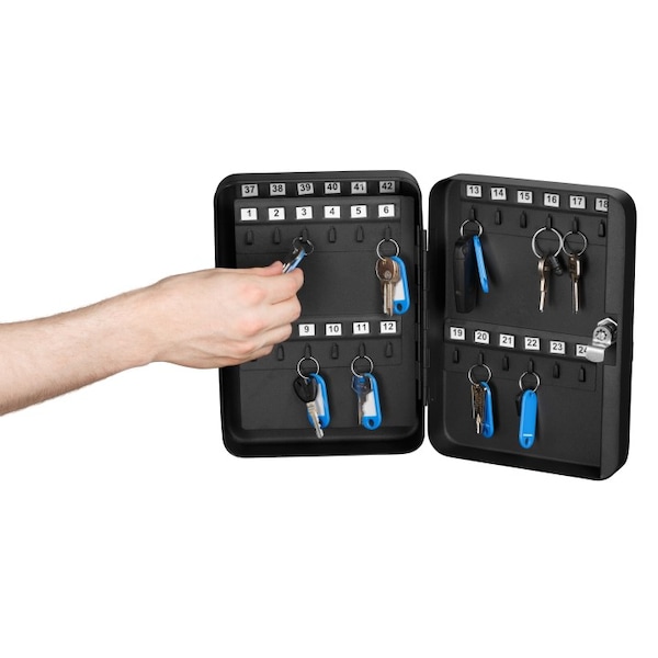 Adiroffice 48 Key Steel Secure Cabinet with Key Lock, Black, PK2 - ADI681-48-BLK-2PK