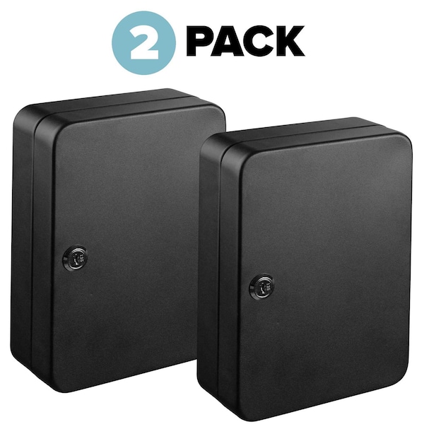 Adiroffice 48 Key Steel Secure Cabinet with Key Lock, Black, PK2 - ADI681-48-BLK-2PK