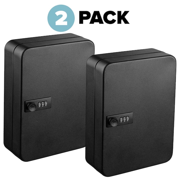 Adiroffice 30-Key Steel Secure Key Cabinet with Combination Lock, Black, PK2 - ADI682-30-BLK-2PK