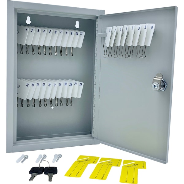 Huron Slotted Heavy-duty Key Cabinet, Steel, Sand, 30 Key Key Capacity - HURHASZ0126