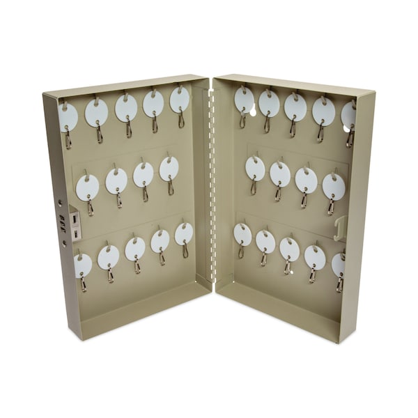Controltek Combination Lockable Key Cabinet, 28-Key, Metal, Sand, 7.75 x 3.25 x 11.5 - 500124