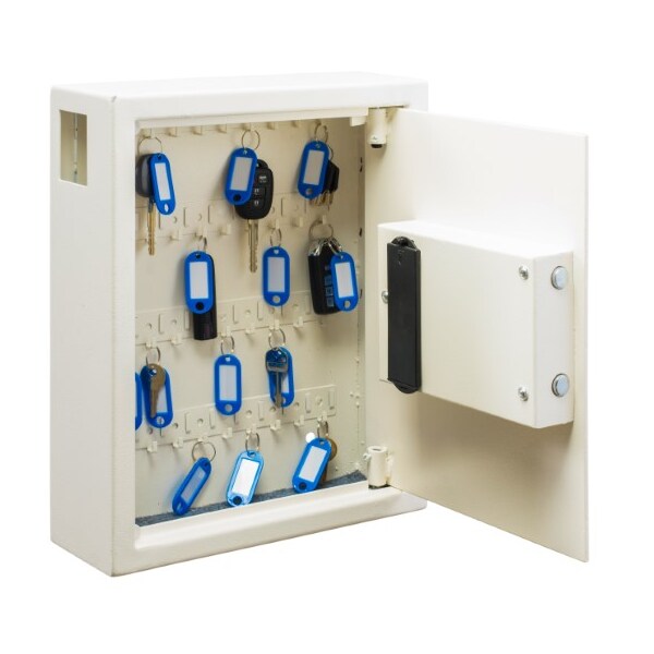 Adiroffice 40-Key Steel Digital Lock Key Cabinet, White - ADI680-40-WHI