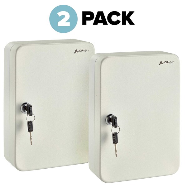 Adiroffice 48 Key Steel Secure Cabinet with Key Lock, White, PK2 - ADI681-48-WHI-2PK