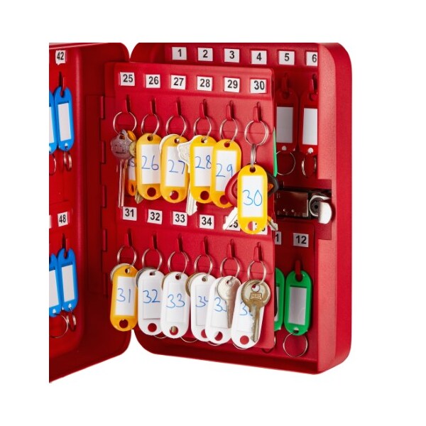 Adiroffice 48-Key Steel Secure Key Cabinet with Combination Lock, Red, PK2 - ADI682-48-RED-2PK