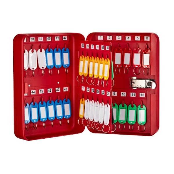 Adiroffice 48-Key Steel Secure Key Cabinet with Combination Lock, Red, PK2 - ADI682-48-RED-2PK