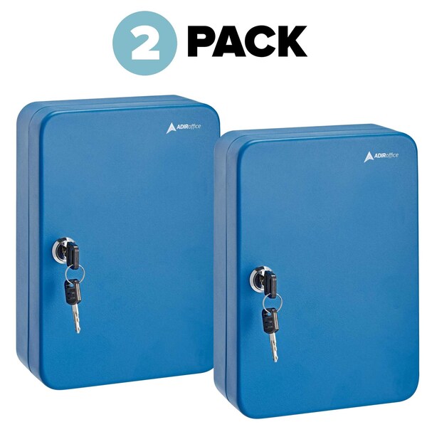 Adiroffice 48 Key Steel Secure Cabinet with Key Lock, Blue, PK2 - ADI681-48-BLU-2PK