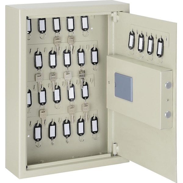 Global Industrial Key Cabinet, Electronic, 48 Keys, 12x4x17-3/4, Sand - 270299