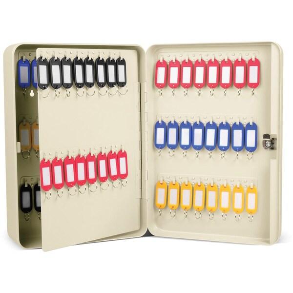 Carl Mfg Steel Security Key Cabinet, Steel, White, 80 Key Key Capacity - CUI80080
