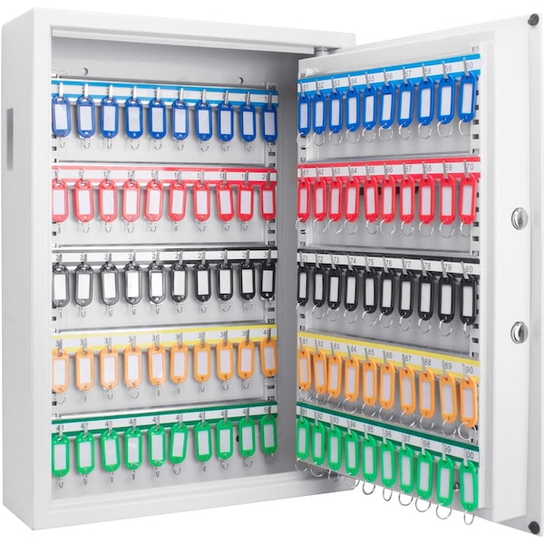 Barska Key Cabinet, Steel, White, 100 Key Capacity - AX13262