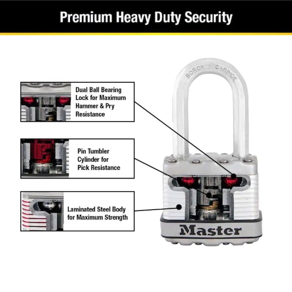 Master Lock Master Lock Magnum 1-3/4 in. W Stainless Steel Ball Bearing Locking Weather-Resistant Padlock, PK4 - M1XQHC