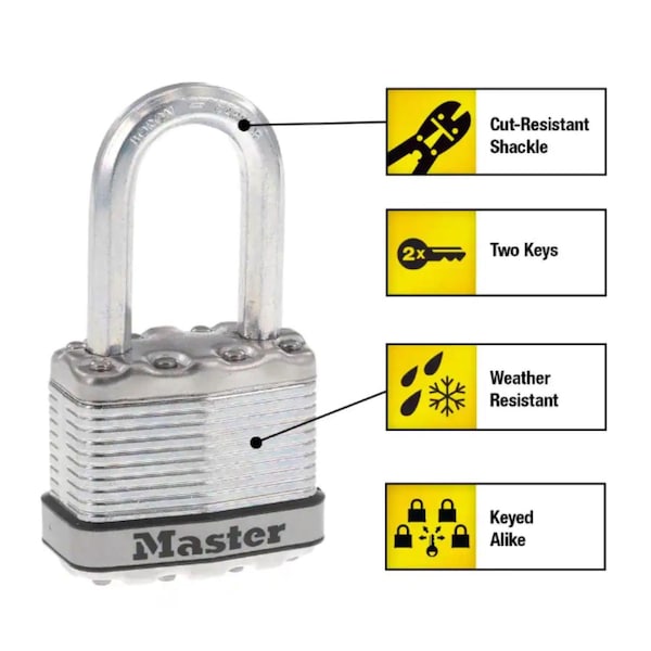 Master Lock Master Lock Magnum 1-3/4 in. W Stainless Steel Ball Bearing Locking Weather-Resistant Padlock, PK4 - M1XQHC