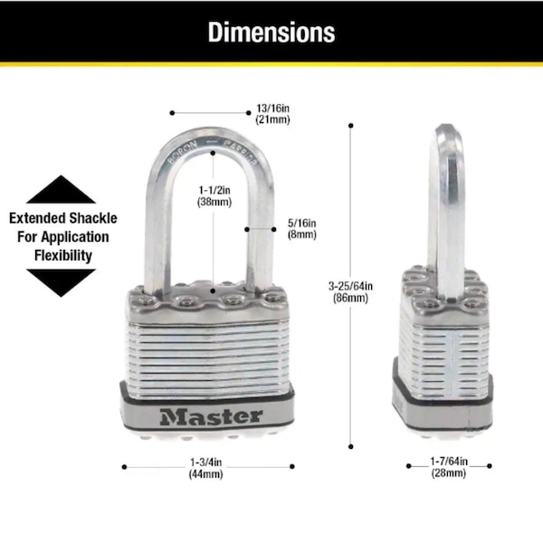 Master Lock Master Lock Magnum 1-3/4 in. W Stainless Steel Ball Bearing Locking Weather-Resistant Padlock, PK4 - M1XQHC