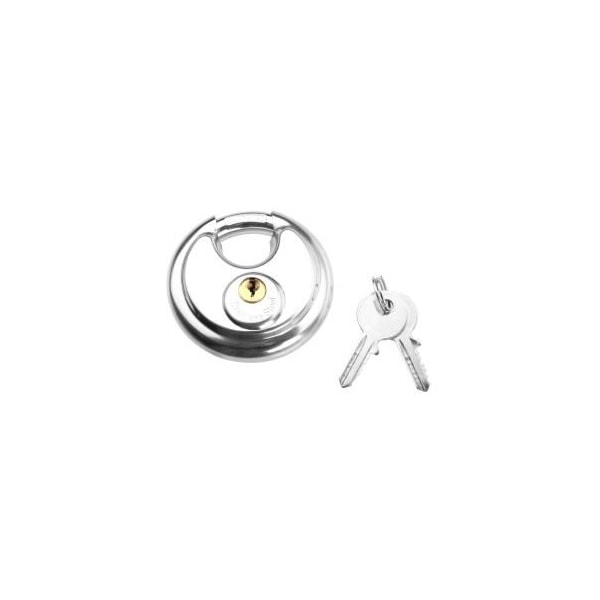 Tolsen 2-3/4 Disc Padlock Material: Stainless Steel, Mirror Polished, Hardened Steel Shackle w/3 PCS - 55175