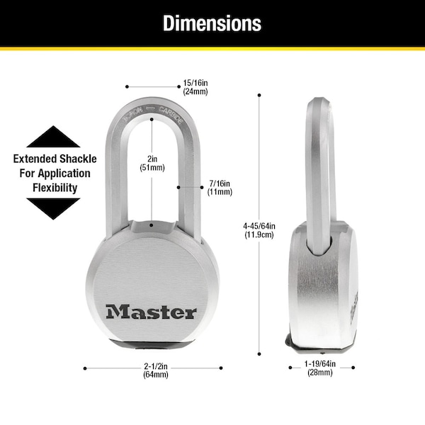 Master Lock Master Lock 4-45/64 in. H X 1-19/64 in. W X 2-1/2 in. L Steel Ball Bearing Locking Weather-Resistant - M930XKADLHCCSEN