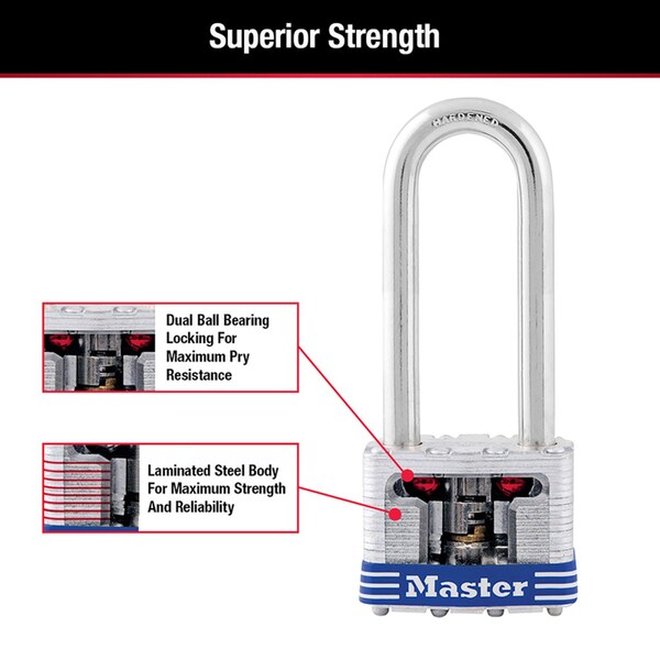 Master Lock Master Lock 4-11 in. H X 1-3/4 in. W Laminated Steel Double Locking Exterior Padlock, PK3 - 1TRILJ