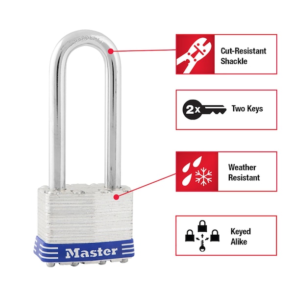 Master Lock Master Lock 4-11 in. H X 1-3/4 in. W Laminated Steel Double Locking Exterior Padlock, PK3 - 1TRILJ