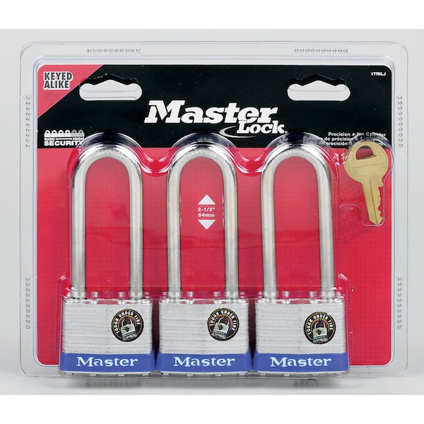 Master Lock Master Lock 4-11 in. H X 1-3/4 in. W Laminated Steel Double Locking Exterior Padlock, PK3 - 1TRILJ
