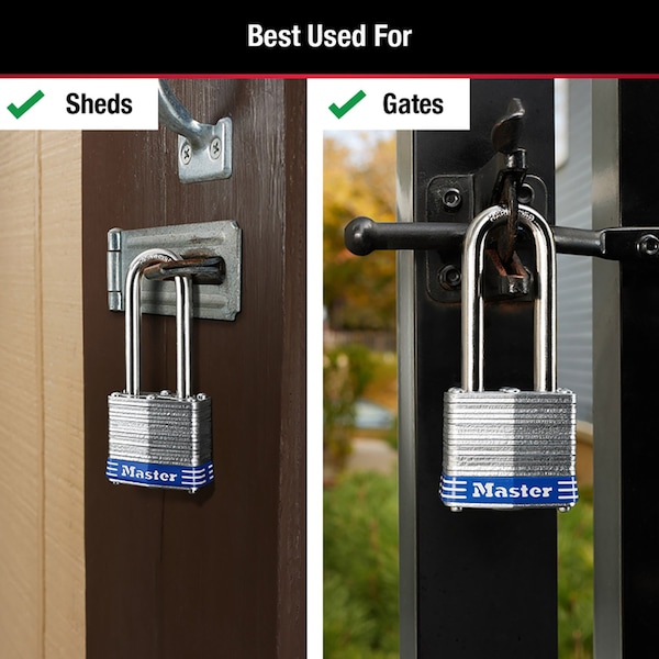 Master Lock Master Lock 4-11 in. H X 1-3/4 in. W Laminated Steel Double Locking Exterior Padlock, PK3 - 1TRILJ