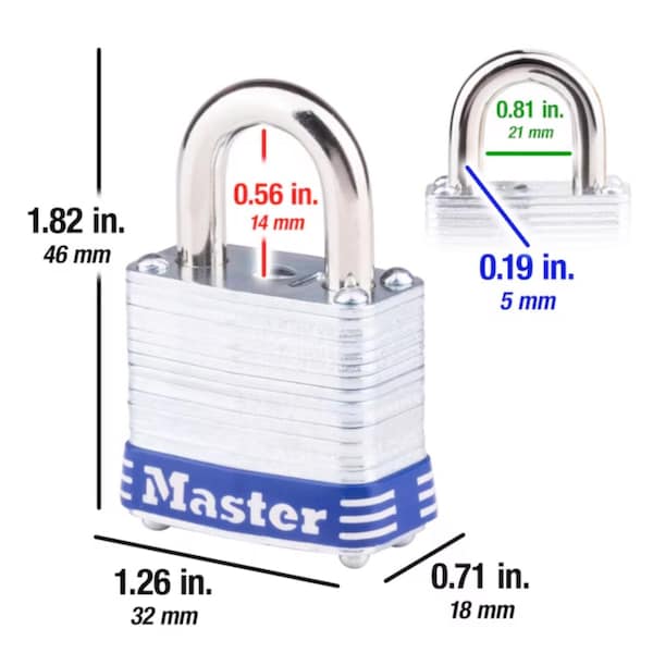 Master Lock Master Lock 1 in. H X 11/16 in. W X 1-1/8 in. L Steel 4-Pin Cylinder Exterior Padlock - 7KA#P467