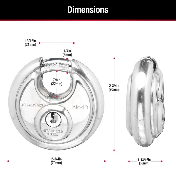 Master Lock Master Lock 2-3/4 in. H X 2-3/4 in. W Stainless Steel 4-Pin Cylinder Shrouded Padlock - 40DPF