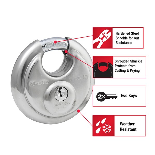 Master Lock Master Lock 2-3/4 in. H X 2-3/4 in. W Stainless Steel 4-Pin Cylinder Shrouded Padlock - 40DPF