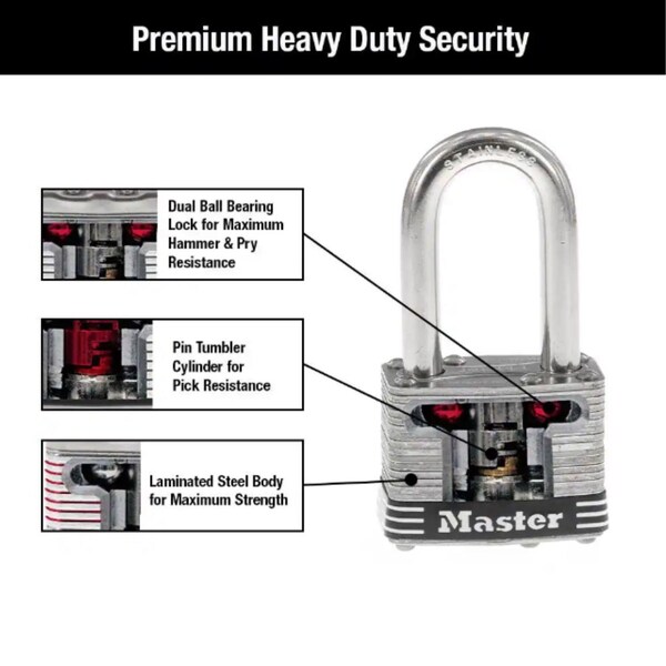 Master Lock Master Lock 3.18 in. H X 1-3/4 in. W Stainless Steel 4-Pin Tumbler Marine Padlock - 1SSKADLFHC