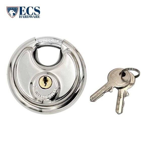 Ecs Hardware Discus Padlock 60mm, Stainless Steel - ECSH-PLD-60-SS