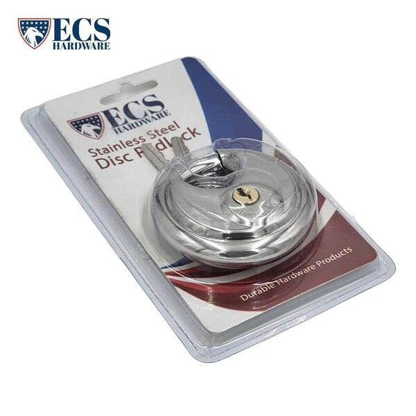 Ecs Hardware Discus Padlock 60mm, Stainless Steel - ECSH-PLD-60-SS