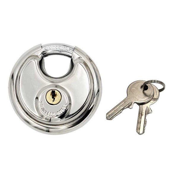 Ecs Hardware Discus Padlock 60mm, Stainless Steel - ECSH-PLD-60-SS