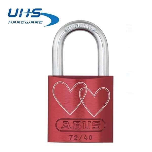 Uhs Hardware ABSCustom Laser Engraved Heart Logo on 7240 Padlock in Red KD (50 Padlocks) - ABS-08304-KD-CUST