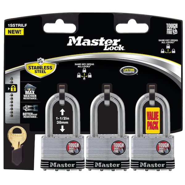 Master Lock Master Lock 1-3/4 in. W Laminated Steel 4-Pin Cylinder Marine Padlock, PK3 - 1SSTRILFHC
