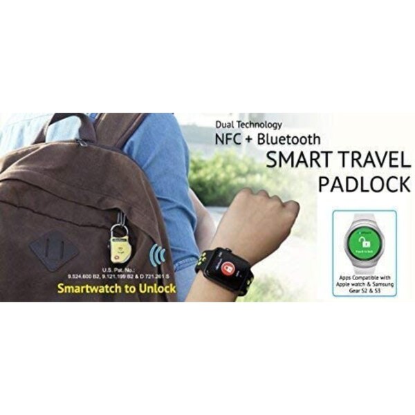 Egeetouch Smart Travel Padlock, Patented DUAL Access NFCBT, TSA Compliant, Tracking, iOSAndroid, BLK, 2Pack - 5-01000-99-2