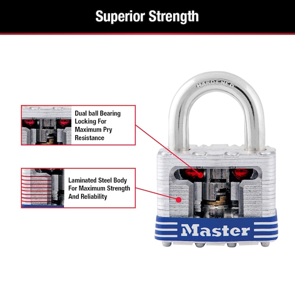 Master Lock Master Lock 1-5/16 in. H X 1-9/16 in. W Laminated Steel Double Locking Exterior Padlock, PK2 - 3T