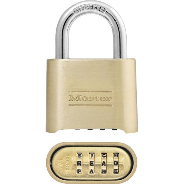 Master Lock Padlock, 5/16 in Dia Shackle, 1 in H Shackle, Steel Shackle, Brass Body, Brass, 2 in W Body - 175DWD